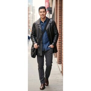 WILSONS Black Leather Jacket Thinsulate Size 3X Quilted Removable Quilted Lining